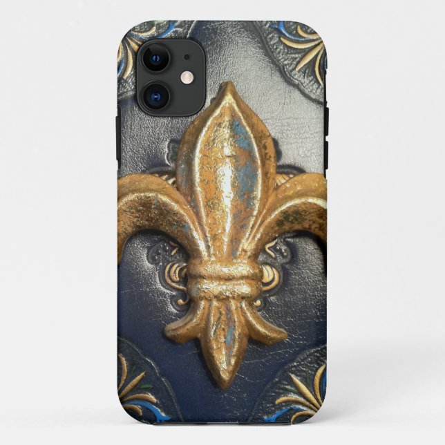 coque en cuir Fleur de lis (Dos)