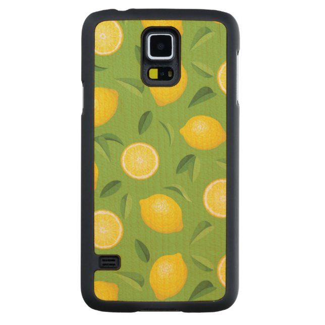 Coque En Érable Galaxy S5 Case Motif Arrière - plan aux citrons (Dos)