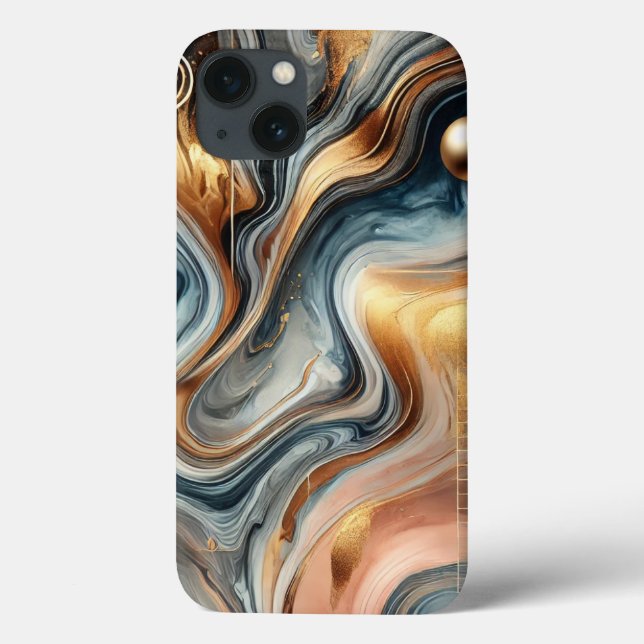 Coque en marbre Abstrait - Gold & Navy Swirl Desig (Verso)