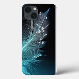 Coque en plumes bleues-coque iphone
