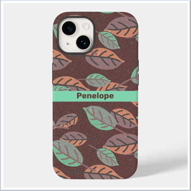 Coque Feuille moderne Mint Green Orange et violet- (Créateur téléchargé)