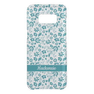 Coque Get Uncommon Samsung Galaxy S8 Turquoise Turquoise Tropical Fleurs Filles Monogra