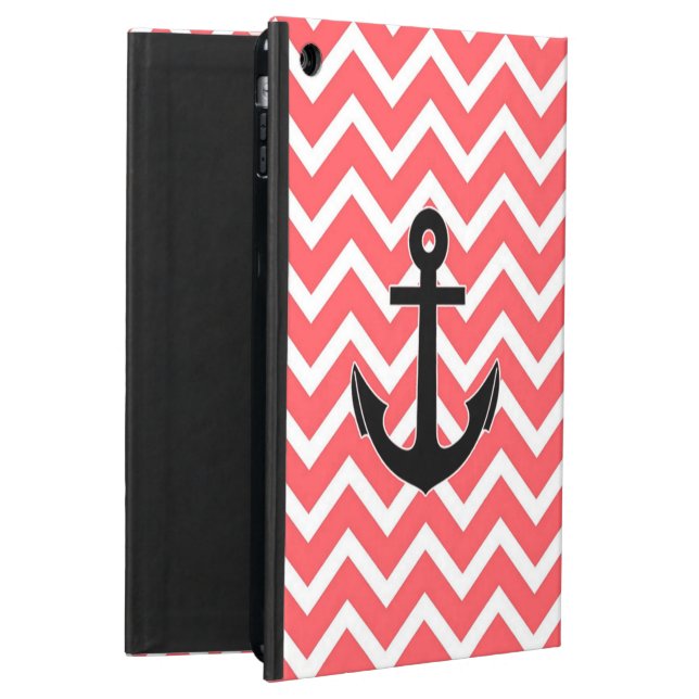 Coque iPad Air Ancre Chevron Rose (Dos)