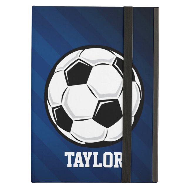 Coque iPad Air Balle de football ; rouge, blanc et bleu (Devant fermé)