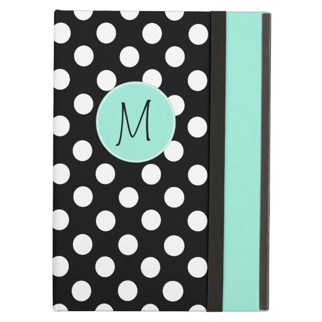 Coque iPad Air Boîtier à air de Polka Dot Motif et Monogram iPad (Devant fermé)