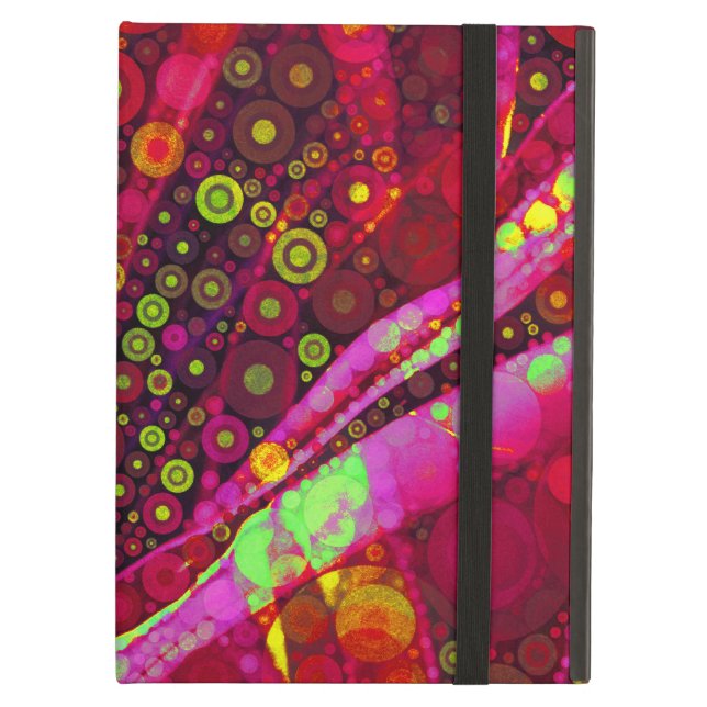 Coque iPad Air Mosaïque de cercle concentré rose chaud vibrant (Devant fermé)