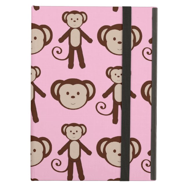 Coque iPad Air Motif Collage fille singe rose mignonne (Devant fermé)