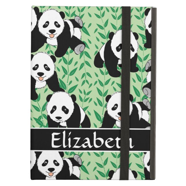 Coque iPad Air Motif graphique d'ours panda à personnaliser (Devant fermé)