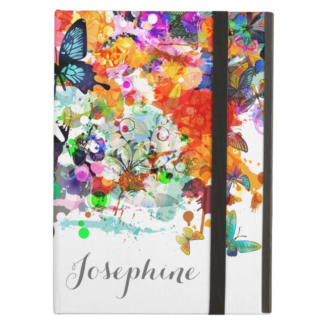 Coque iPad Air Peinture personnalisées splash Papillons Pop Art (Devant fermé)