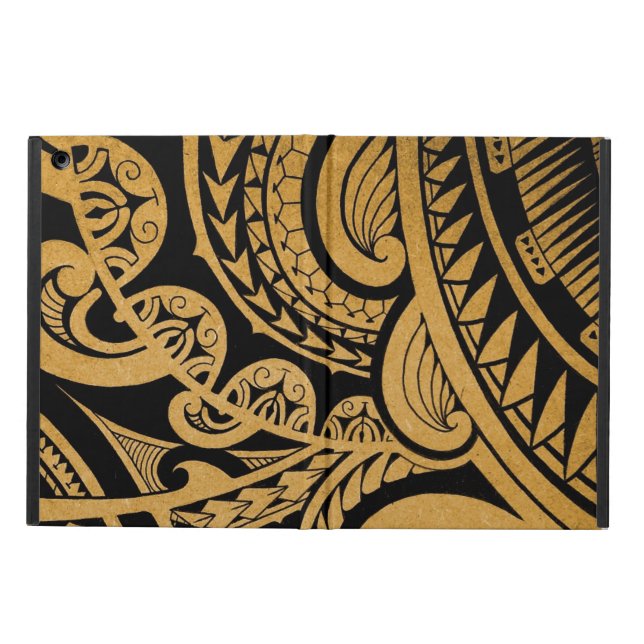 Coque iPad Air Tatouage tribal original sur le bois avec le (Extérieur)