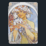 COQUE IPAD - Alphonse Mucha - Vintage 1897 - Fleur<br><div class="desc">Ce coque présente une image vintage de 1897 de l'artiste Alphonse Mucha. Disponible pour d'autres modèles iPad. ► Customisez/personnalisez en ajoutant du texte personnalisé dans votre choix de police,  ou une image ou un logo supplémentaire. Fait un beau cadeau.</div>