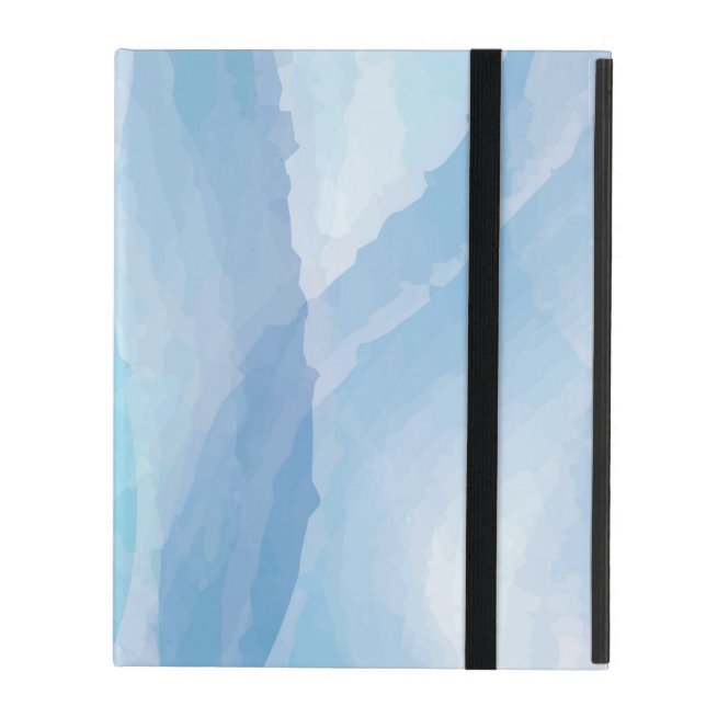 Coque iPad Bleu, abstrait, art de pinceau à aquarelle cool (Devant fermé)