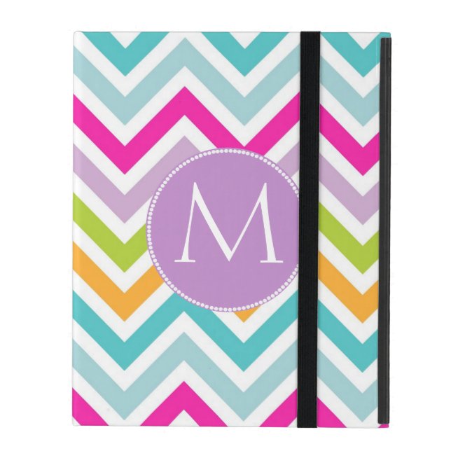 Coque ipad coloré Chevron Monogram (Devant fermé)