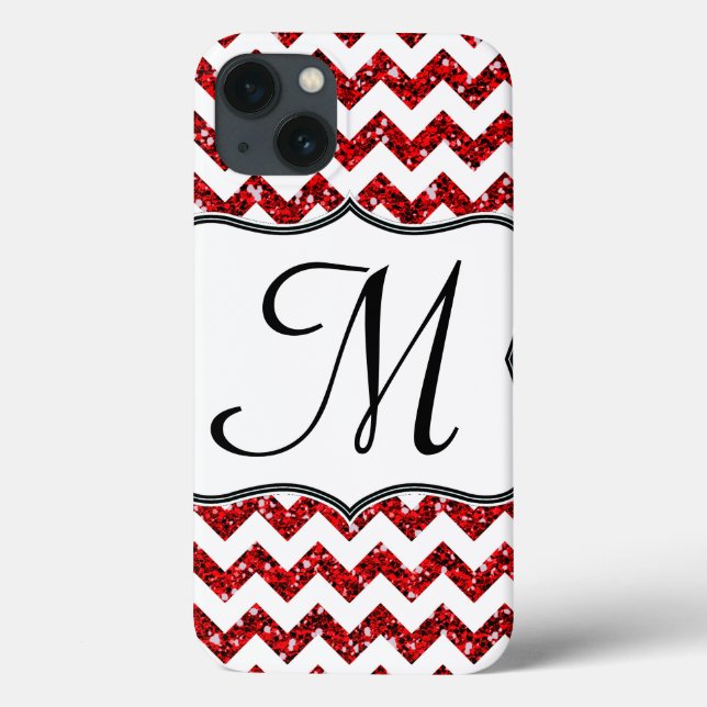 Coque ipad de Monogramme de fille Chevron Red mode (Verso)