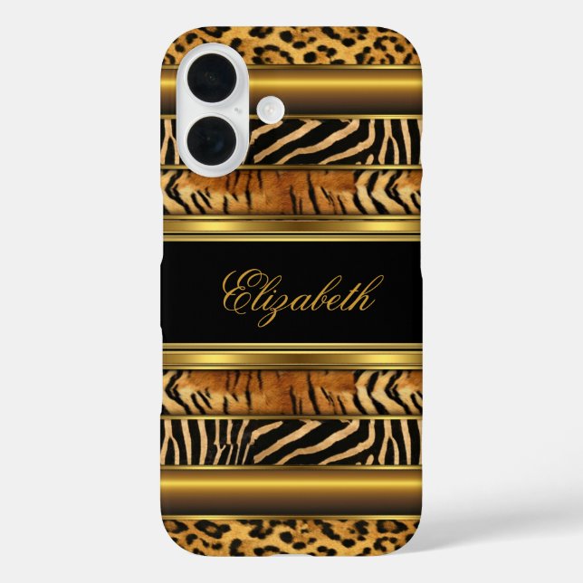 Coque iPad Élégant Classe Or Imprimé Animaux Mixte (Verso)