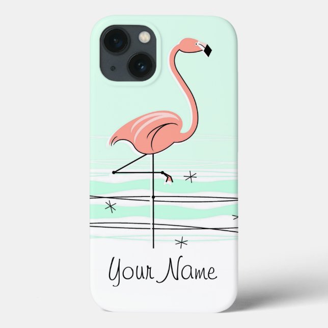 coque ipad Flamant rose Aqua 'Name' (Verso)