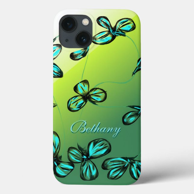 Coque ipad Floral Vert Bleu *personnaliser* (Verso)