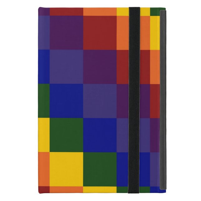 Coque iPad Mini Arc-en-ciel Checkered (Devant fermé)
