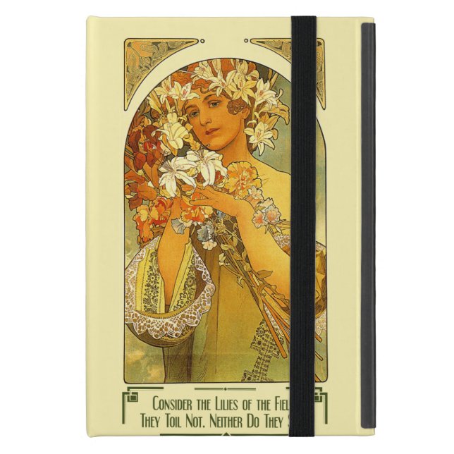 Coque iPad Mini Considérez les lis du champ Alphonse Mucha (Devant fermé)