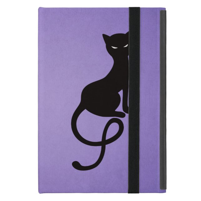 Coque iPad Mini Folio mauvais aimable pourpre de chat noir (Devant fermé)