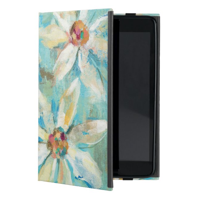 Coque iPad Mini Marguerites blanches sur le bleu (Devant)