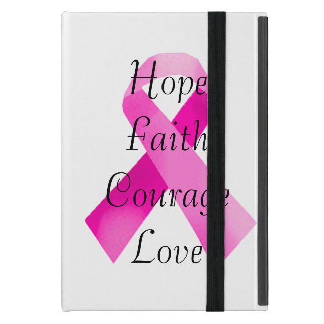 Coque iPad Mini Mini boîtier en fibre de ruban rose iPad (Devant fermé)