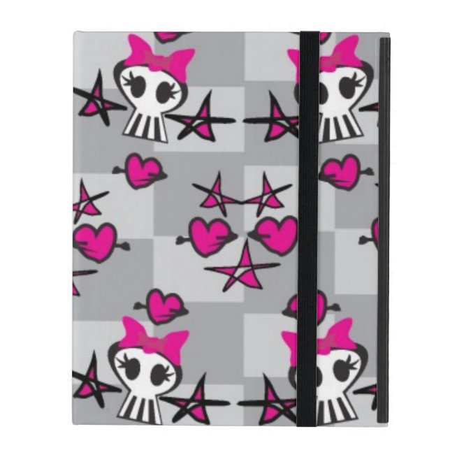 Coque iPad Motif de crânes d'Emo (Devant fermé)