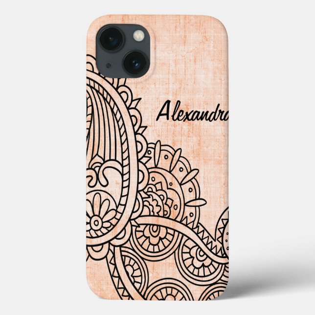 Coque ipad Motif Orange Mehndi (Verso)
