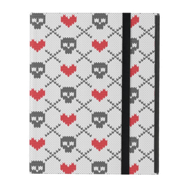 Coque iPad Motif tricoté avec des crânes (Devant fermé)