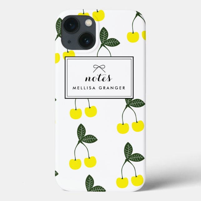 Coque ipad personnalisé Motif de cerises jaunes (Verso)