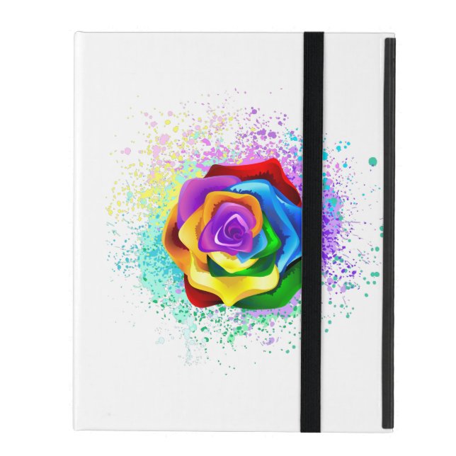 Coque iPad Rose arc-en-ciel coloré (Devant fermé)