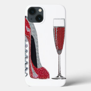 Coque ipad rouge de stylet et de Champagne de