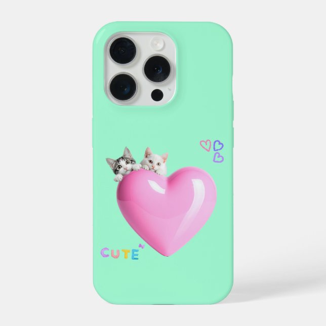 COQUE iPhone ハートにちょこんと乗るかわいい猫たち♡ (Verso)