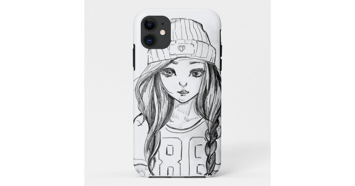 Coque iPhone 11 Cas mignon de téléphone de dessin de fille | Zazzle.fr