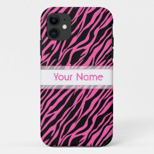 Coque iPhone 11 coque iphone personnalisé Zèbre d'impression rose 