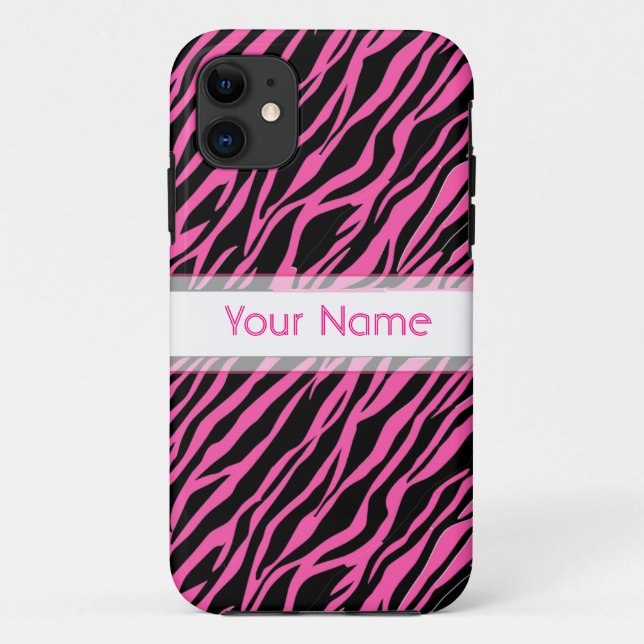 Coque iPhone 11 coque iphone personnalisé Zèbre d'impression rose  (Dos)