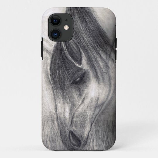 Coque Iphone 11 Dessin Au Crayon Paturage De Cheval Zazzle Fr