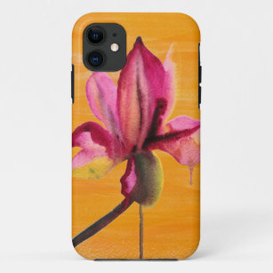 Coque iPhone 11 Orchidée violette couleur orange pop art fleur