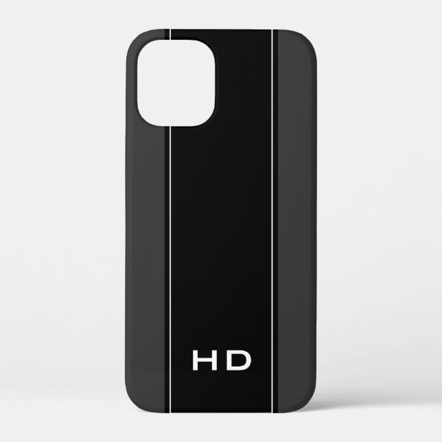 Coque iPhone 12 Mini monogramme personnalisé noir iPhone 12 coque pour  (Verso)
