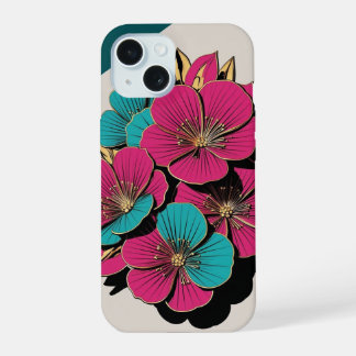 COQUE iPhone 15 モダン牡丹デザイン