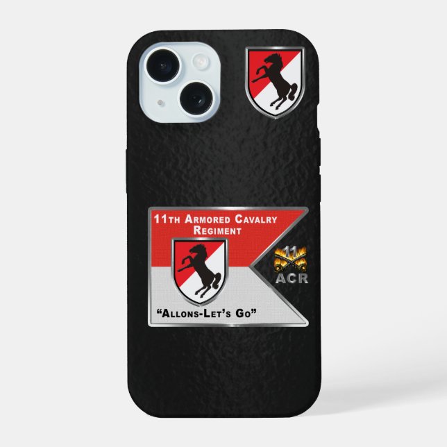 Coque iPhone 15 11e régiment de cavalerie blindée  (Verso)