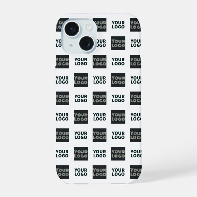 Coque iPhone 15 2 Logos Simples Logos Répétitifs | Blanc (Verso)