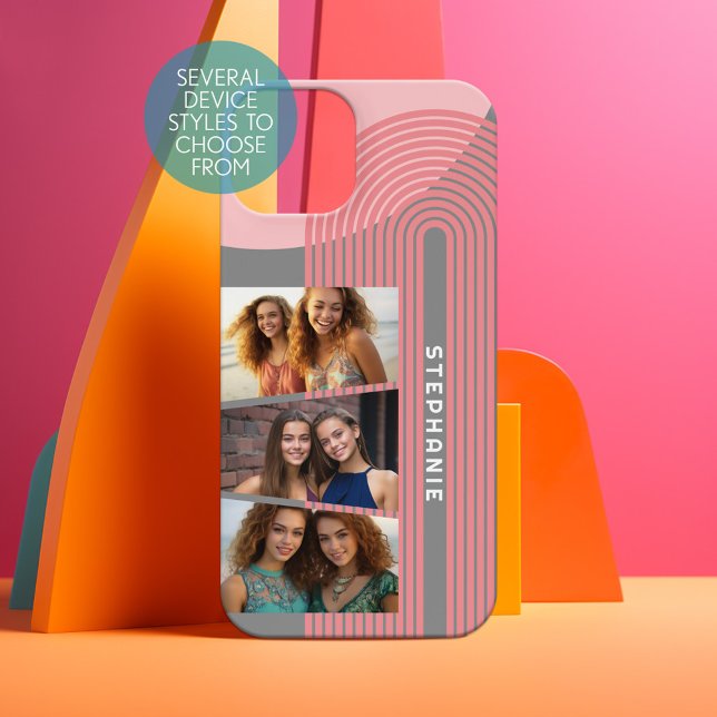 Coque iPhone 15 3 Photo Collage - arche d'art de la ligne de corai (Personalized Phone Case - Choose Your Device and Customize the Design)