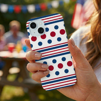Coque iPhone 15 4 juillet Rouge Blanc & Bleu Patriotique