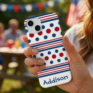 Coque iPhone 15 4 juillet Rouge Blanc & Bleu Patriotique