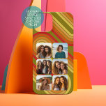 Coque iPhone 15 6 Photo Collage Funky Line Art - Couleurs coucher<br><div class="desc">Des lignes élégantes, tendance et colorées aux couleurs du coucher de soleil - rouge, or et orange - sont incluses dans ce design - un look moderne et simple. Un collage de 6 photos dans une grille rectangulaire pour mettre en évidence de nombreuses photos de l'année passée. Pour de meilleurs...</div>