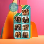 Coque iPhone 15 7 photo collage with retro 70s inspire stripes<br><div class="desc">Add 7 photos pour le collage. A funky stripe pattern en noir,  or,  orange,  rouge,  bleu - if your still needs to be adjusted,  click on the customize This button. This veut take you to a design area where you can move things around and even change fonts !</div>
