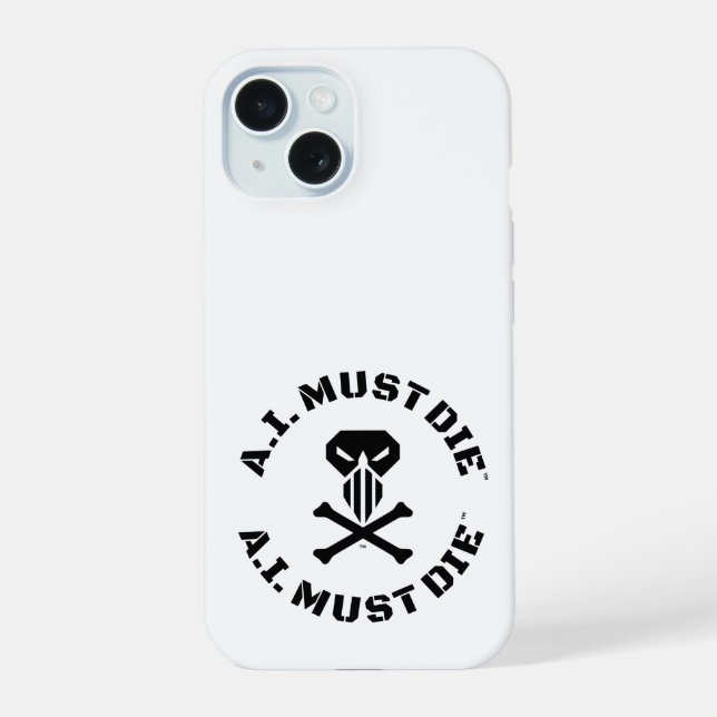 Coque iPhone 15 A.I. Must Die™ Logo (Police militaire) coque iphon (Verso)