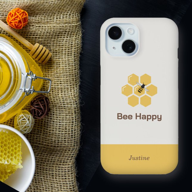 Coque iPhone 15 Abeille et peigne (Bee and Honeycomb Phone Case)