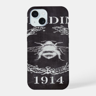 Coque iPhone 15 abeille française botanique rétro tableau noir rus